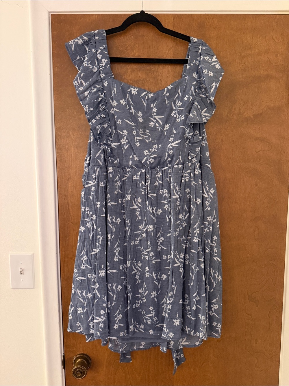 Wallflower Blue Floral Ruffled Midi Dress